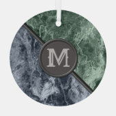 2色大理石モノグラム – カラーを選択 ガラスオーナメント (裏面)