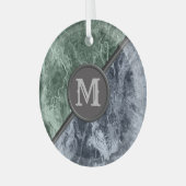 2色大理石モノグラム – カラーを選択 ガラスオーナメント (正面左)