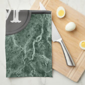 2色大理石モノグラム – カラーを選択 キッチンタオル (四つ折り)