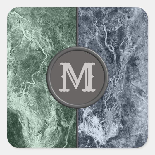2色大理石モノグラム – カラーを選択 スクエアシール (正面)