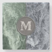 2色大理石モノグラム – カラーを選択 ストーンコースター (正面)