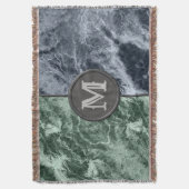 2色大理石モノグラム – カラーを選択 スローブランケット (正面縦)