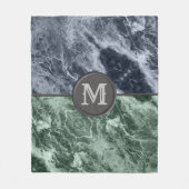 2色大理石モノグラム – カラーを選択 フリースブランケット (正面)