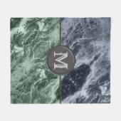 2色大理石モノグラム – カラーを選択 フリースブランケット (正面(横))