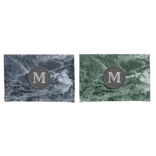 2色大理石モノグラム – カラーを選択 枕カバー (フロントセット)