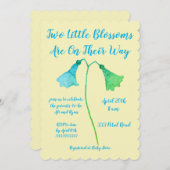 2花青花双生児ベイビーシャワー 招待状 (正面/裏面)