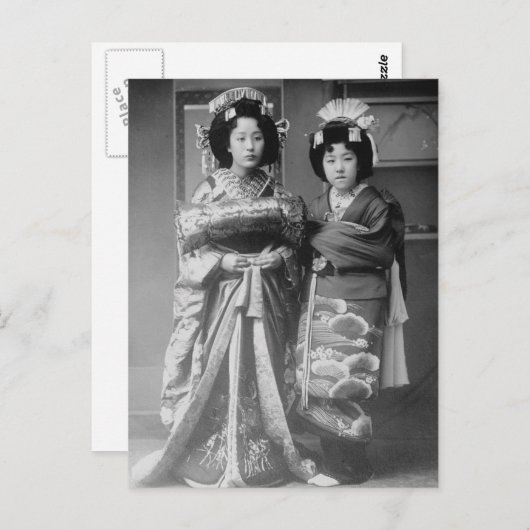 2芸者ガールズヴィンテージ日本の写真 ポストカード (正面/裏面)