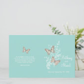 2蝶アクアティール（緑がかった色）グラフィック結婚式 プログラム (スタンド正面)