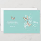 2蝶アクアティール（緑がかった色）グラフィック結婚式 プログラム (正面/裏面)