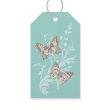 2蝶スケッチアクアティール（緑がかった色）結婚のギフトラベル