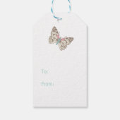 2蝶スケッチアクアティール(緑がかった色)結婚のギフトラベル ギフトタグ (裏面)