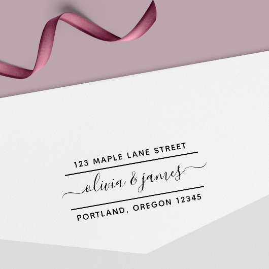 2行書道スクリプトカップル差出人住所 セルフインキングスタンプ