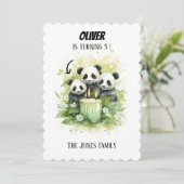 2親1子供 – 水彩家族誕生日 招待状 (スタンド正面)