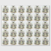 2親3子供 – 水彩家族誕生日 ラッピングペーパー (フラット)