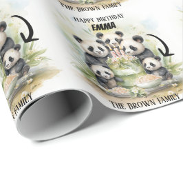 2親3子供 – 水彩家族誕生日 ラッピングペーパー