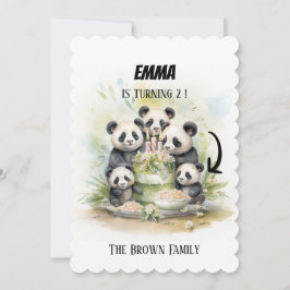 2親3子供 – 水彩家族誕生日 招待状