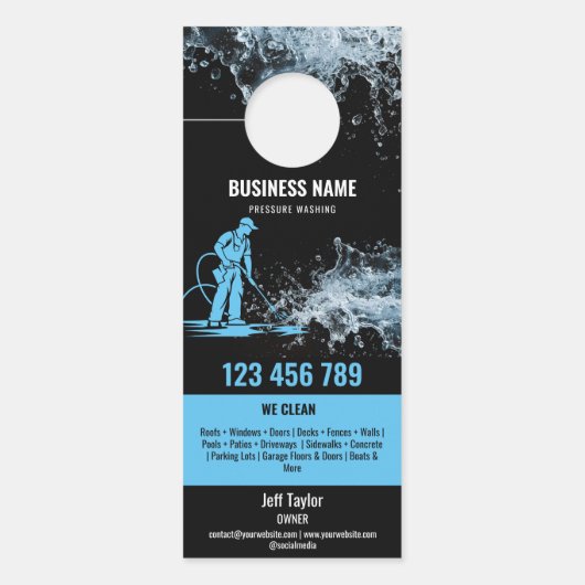 2言語圧力洗浄力洗浄ルーフ ドアノブサイン (正面)