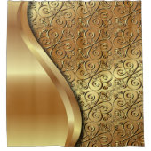 2調子の金ゴールドは金ゴールドの蝶と質をめっきしました シャワーカーテン (正面)