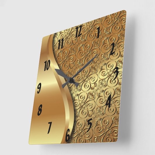 2調子の金ゴールドは金ゴールドの蝶と質をめっきしました スクエア壁時計 (傾斜)