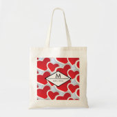 2赤いハート繰り返しパターンかわいいカスタム トートバッグ (正面)