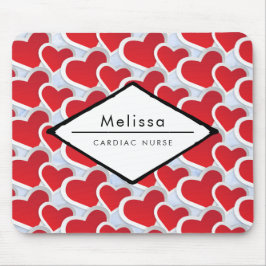 2赤いハート繰り返しパターンかわいいカディアックナース マウスパッド