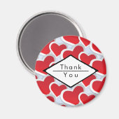 2赤いハート繰り返しパターンかわいい感謝 マグネット (正面/裏面)