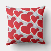 2赤いハート繰り返しパターンかわいい クッション (裏面)