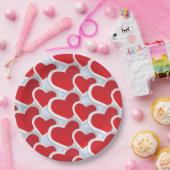 2赤いハート繰り返しパターンかわいい ペーパープレート (パーティー)