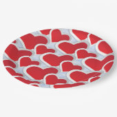 2赤いハート繰り返しパターンかわいい ペーパープレート (アングル)