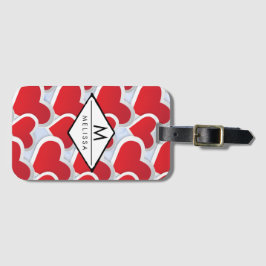 2赤いハート繰り返しパターンかわいい ラゲッジタグ