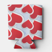 2赤いハート繰り返しパターンかわいい 缶クーラー (裏面)