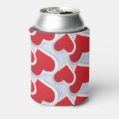 2赤いハート繰り返しパターンかわいい 缶クーラー (缶裏面)