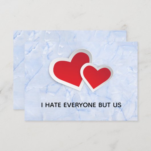 2赤いハート – 私は私は私たちのタイポグラフィ以外の誰もが嫌い (正面/裏面)