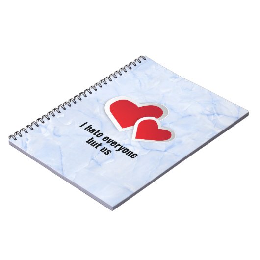 2赤いハート – 私は私は私たちのタイポグラフィ以外の誰もが嫌い ノートブック (左側)