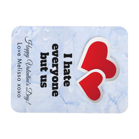 2赤いハート – 私は私は私たちのタイポグラフィ以外の誰もが嫌い マグネット (横)