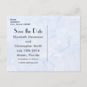 2赤いハートIcy Blue Marbleに日付を保存 案内ポストカード (裏面)