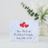 2赤いハートIcy Blue Marbleに日付を保存 案内ポストカード (スタンド正面)