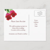 2赤いバラ日付を保存 案内ポストカード (裏面)