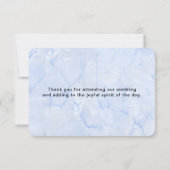 2赤い紙ハートオンアイスブルー大理石ありがとう 招待状 (裏面)