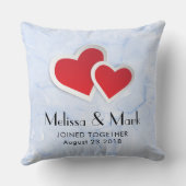 2赤い紙ハートオンIcy Blue Marble 結婚's クッション (裏面)