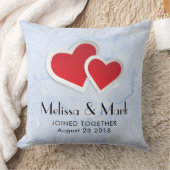 2赤い紙ハートオンIcy Blue Marble 結婚's クッション (ブランケット)