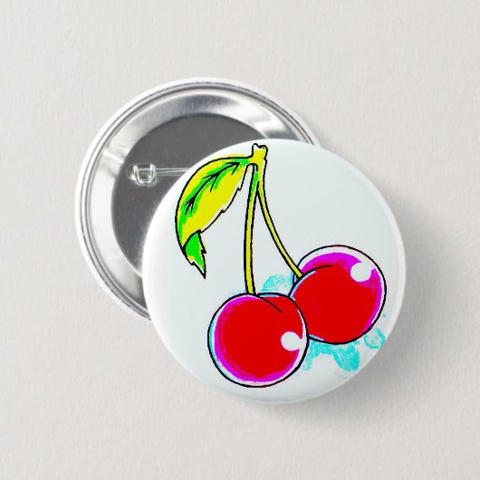2赤さくらんぼ 缶バッジ (正面&裏面)