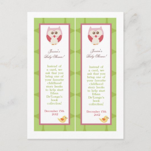 2赤ちゃんシャワーしおり愛と自然女の子の木 インビテーションポストカード (正面)