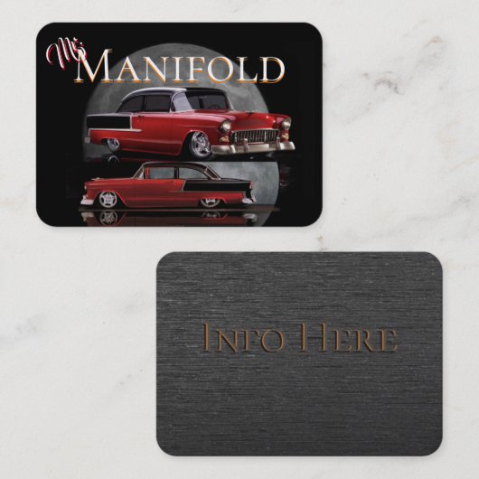 2赤は、55'を黒い背景のChevy黒くします 名刺 (正面/裏面)