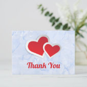 2赤紙ハートと白お縁どありとう サンキューカード (スタンド正面)