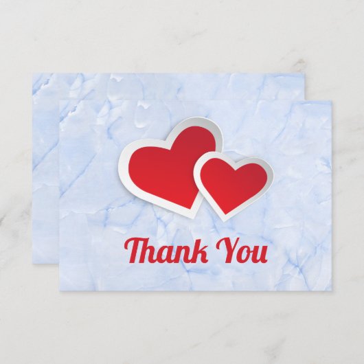 2赤紙ハートと白お縁どありとう サンキューカード (正面/裏面)