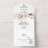 #2赤面ピンクブルガンディーホワイト冬花模様 オールインワン招待状 (内側)