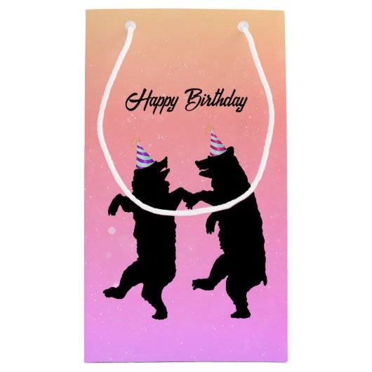 2踊りブラックベアーズパーティーハット誕生日 スモールペーパーバッグ (裏面)