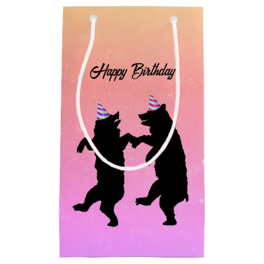 2踊りブラックベアーズパーティーハット誕生日 スモールペーパーバッグ (正面)
