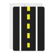 2車線の道路グリーティングカード(黒、白、黄)